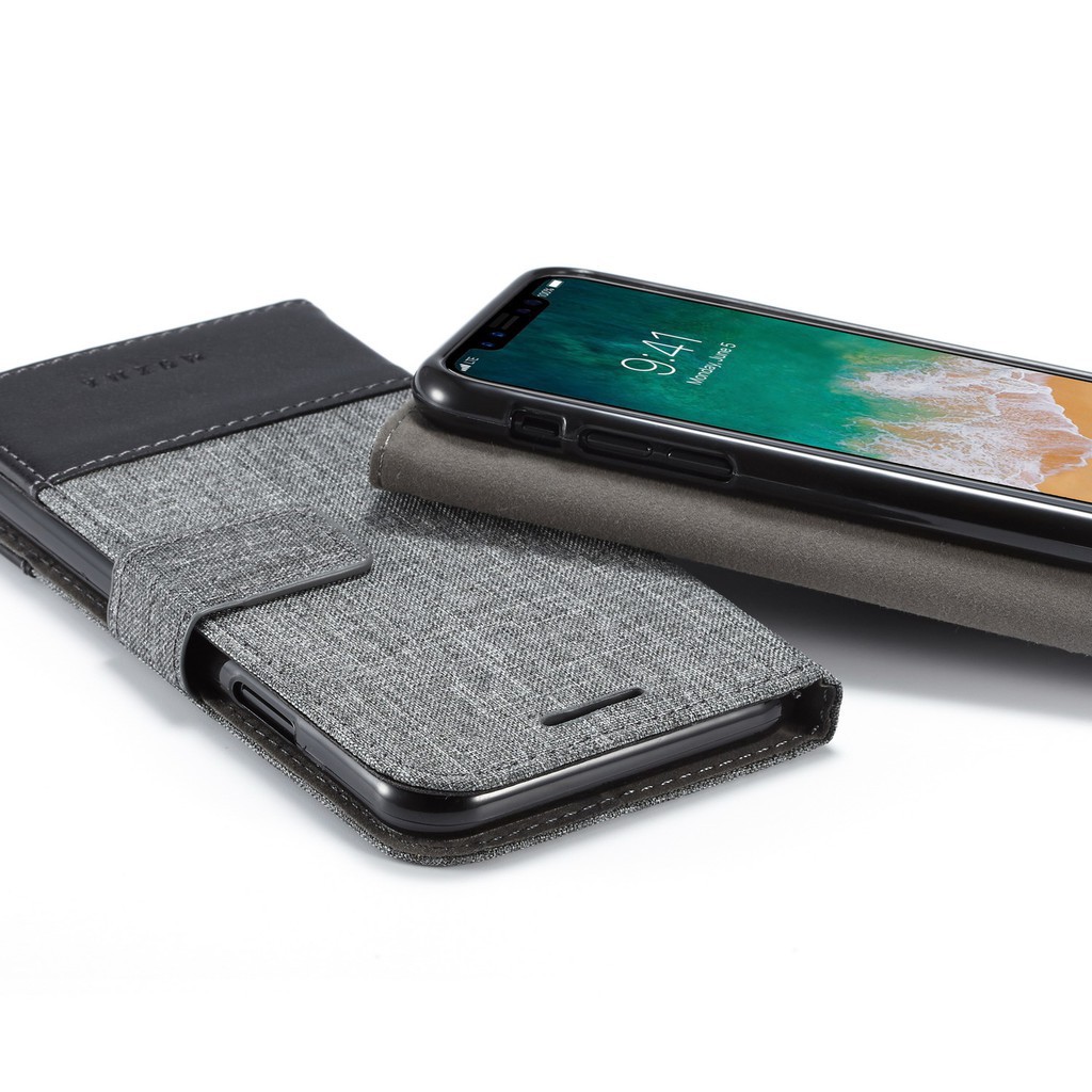 [iPhone] Bao da nắp gập có giá đứng chất liệu canvas cho IPhone X XS Max XR | BigBuy360 - bigbuy360.vn