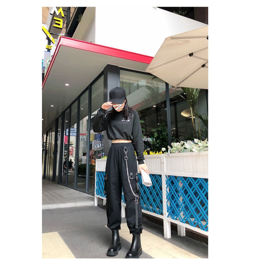 Quần kaki xích phối dây kiểu dáng jogger ống suông trẻ trung cá tính/ Quần jogger nam nữ dáng rộng unisex siêu hàn quốc | BigBuy360 - bigbuy360.vn