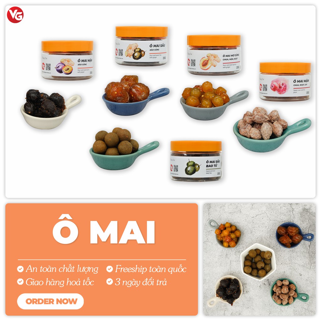 Ô mai MIX 200g Hương vị chua ngọt cay/ Ô mai mơ xí muội/ Ô mai mận / Ô mai sấu đặc sản Hà Nội ăn vặt làm quà tặng
