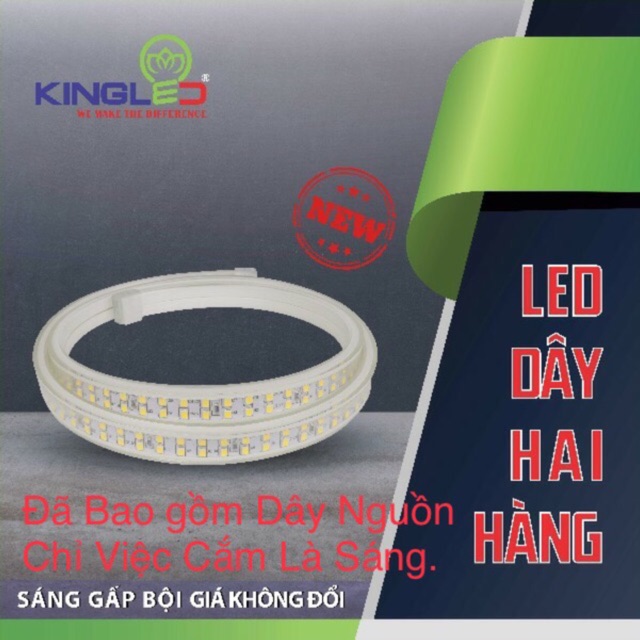 Combo 15m Led dây 2835/ 2 hàng bóng tặng kèm giắc nguồn.