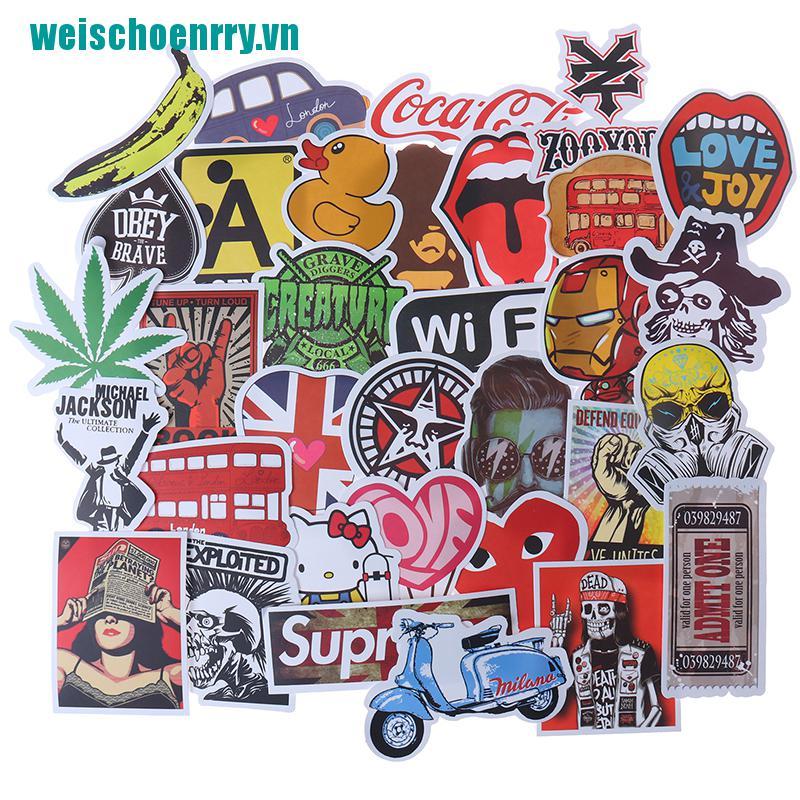 Weis♪Bộ 100 Miếng Dán Graffiti Hoạt Hình Trang Trí Ván Trượt / Laptop / Vali /