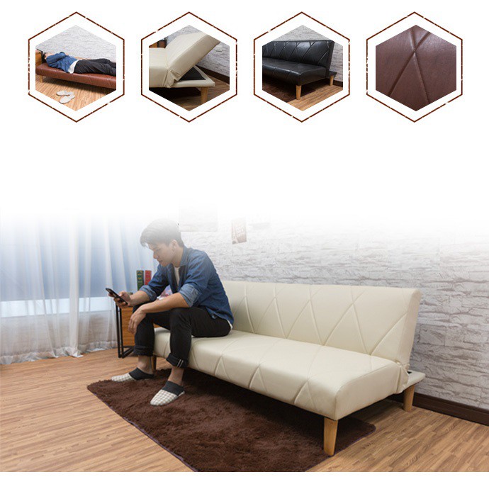 Ghế sofa giường đa năng BNS 2018 DA MÀU KEM 178*88*36 (Sofa Bed)