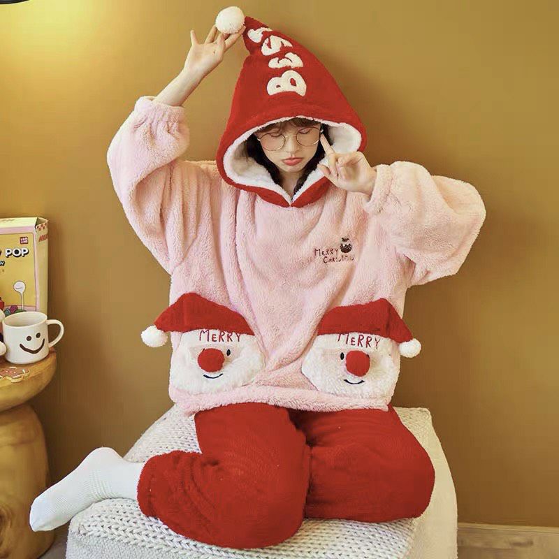 Set Bộ Ngủ Lông Ông Già Noel dưới 61kg - Set Dài Tay Nữ G0122