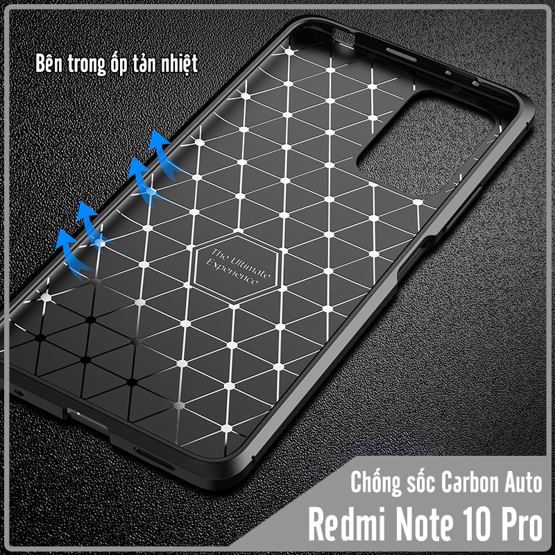 Ốp lưng cho Xiaomi Redmi Note 10 Pro chống sốc Carbon Auto Focus