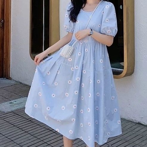 Váy babydoll đầm bầu đầm babydoll Đầm Tay Phồng Váy tiểu thư Váy xinh nữ
