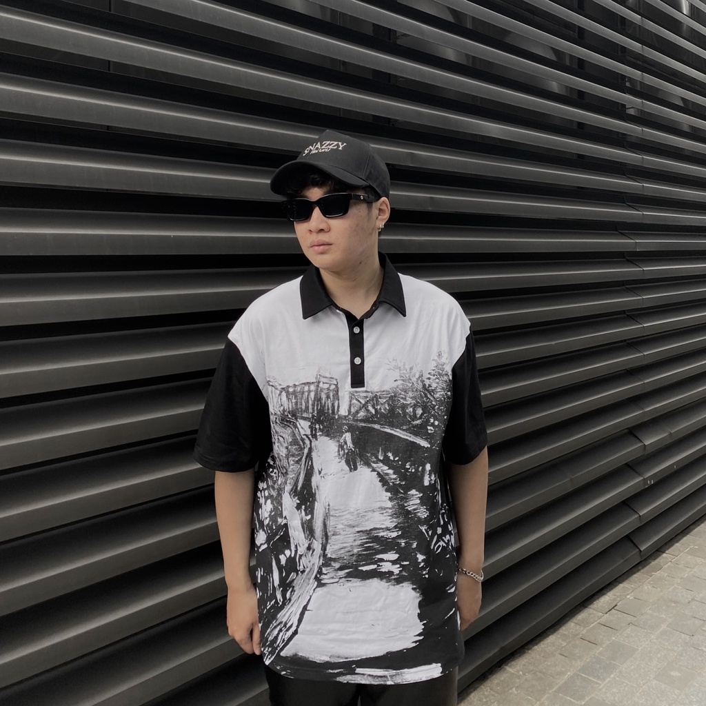 Áo Polo Oversized SNAZZY Unisex Nam Nữ Chất Liệu Cotton Chính Hãng - LONGBIEN