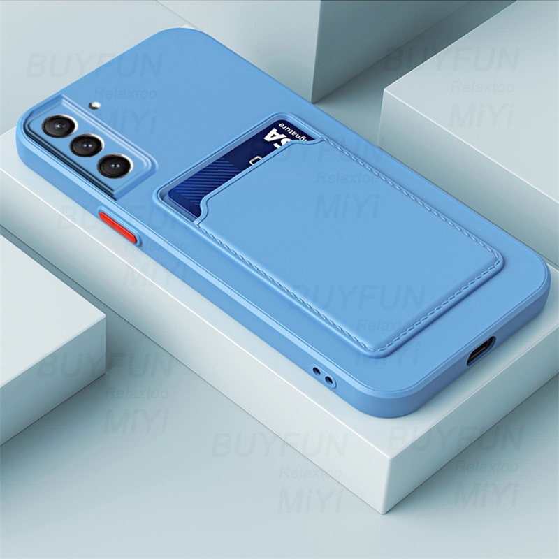 Samsung Galaxy S22 Ultra S 22 S22Ultra S22+ 5G S 22Ultra Case Card Slot Holder Square Soft Silicone Shockproof Coque