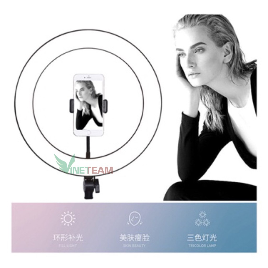 Đèn led livestream giá rẻ 26cm 30cm 36cm 3 chế độ đèn và nhiều loại chân đế giá đỡ