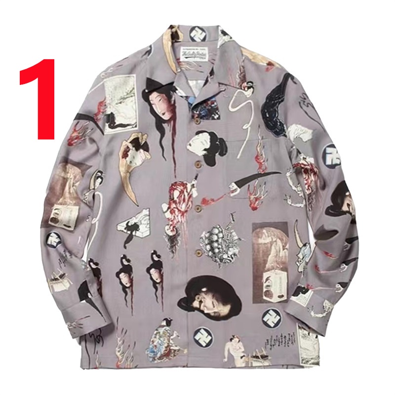 Bán Chạy Nhất Áo Sơ Mi Unisex Tay Dài In Hình Vẽ Graffiti Ukiyo-e Kích Thước Lớn Unisex