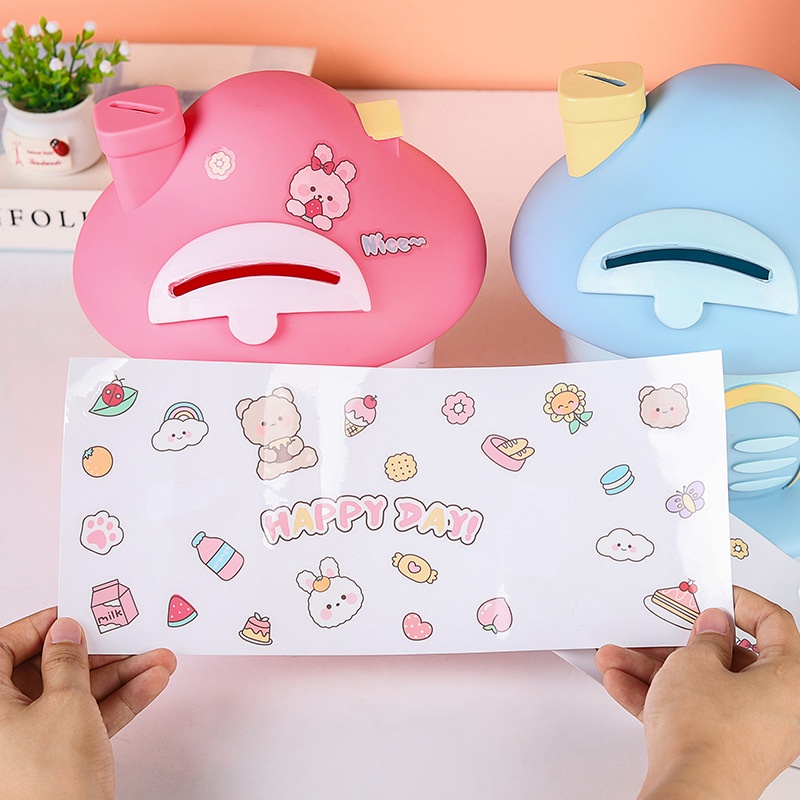 Ống Heo Tiết Kiệm Hình Ngôi Nhà Nấm Hoạt Hình Bằng Vinyl Sức Chứa Lớn Chống Sốc Làm Quà Tặng Sinh Nhật