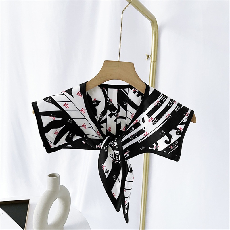 Khăn Choàng Vai Giả Satin In Họa Tiết Có Thể Tháo Rời