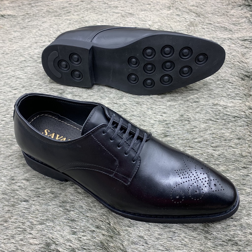 Giầy oxford da bò đục lỗ hoa văn trang trí, giầy công sở buộc dây