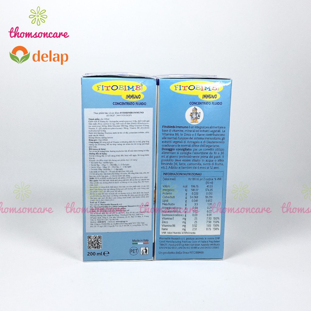 Immuno Bimbi - tăng sức đề kháng cho bé - của Fitobimbi - Nhập khẩu chính hãng từ Ý