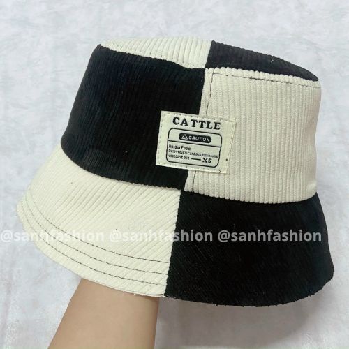 Mũ bucket vành tròn tem thêu CATTLE Nón tai bèo chất nhung vá màu cao cấp thời trang form unisex nam nữ_SÀNH FASHION