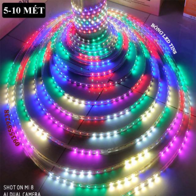 Dây LED nháy đuổi (5/10 mét) cuộn nguyên 100m nhiều màu 2835 2 hàng 220V siêu đẹp