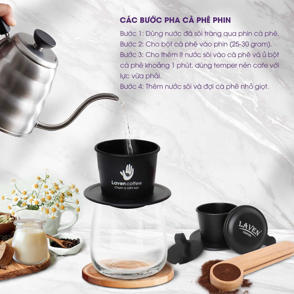 SET Phin cà phê, phin màu anode nhôm cao cấp, chất lượng - LAVEN COFFEE