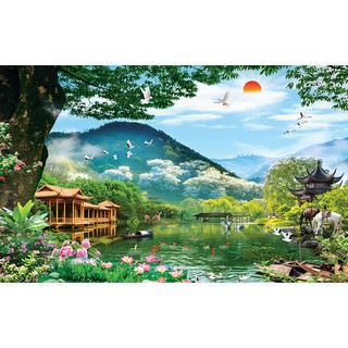 Tranh dán tường VTC Phong cảnh thien nhiên phong thủy UD0462 kim sa