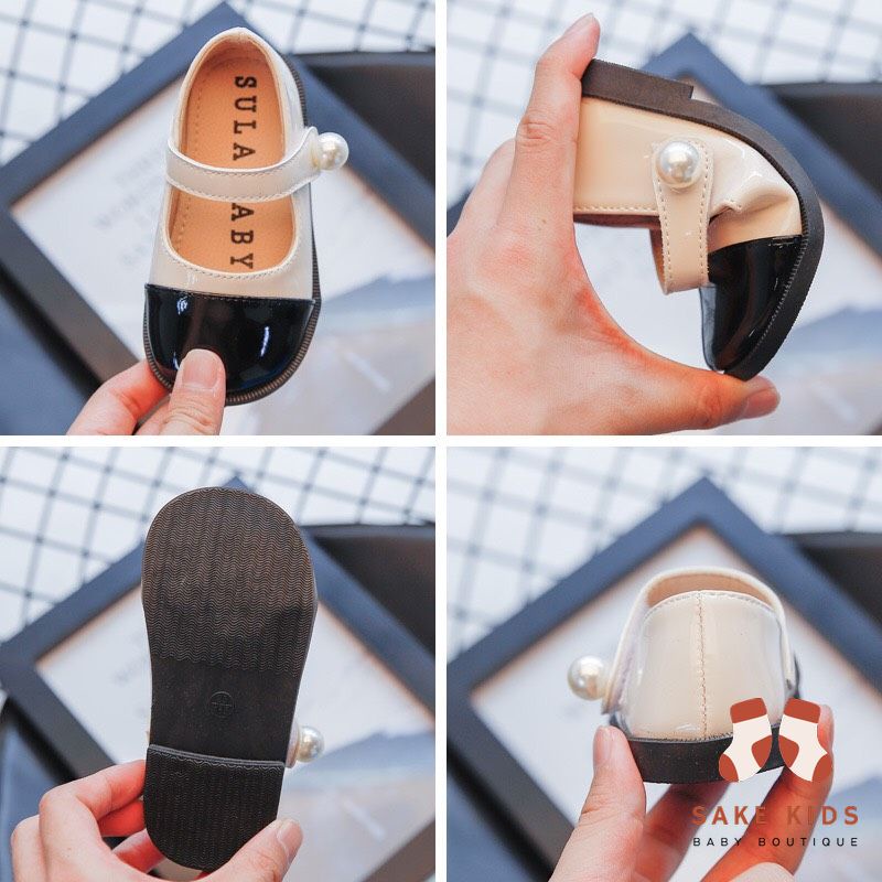 Giày búp bê, giày bệt bé gái quai dán đính ngọc siêu xinh chất da bóng đế êm mềm phong cách công chúa mới nhất M346