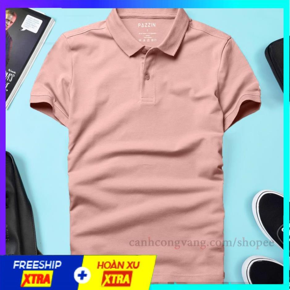 Áo thun nam POLO trơn vải cá sấu cotton cao cấp ngắn tay màu pastel LACUNO