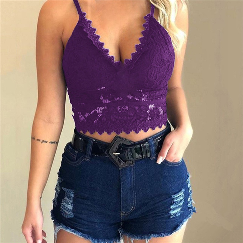 Áo lửng hai dây phối ren thời trang quyến rũ cho nữ size XS-3XL