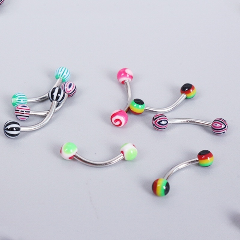 Set 30 khuyên xỏ lông mày nhiều màu sắc