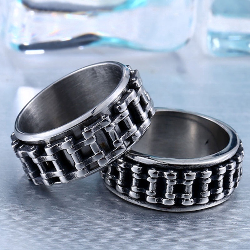 Nhẫn phong cách dây sên xe motor phong cách cổ điển độc đáo