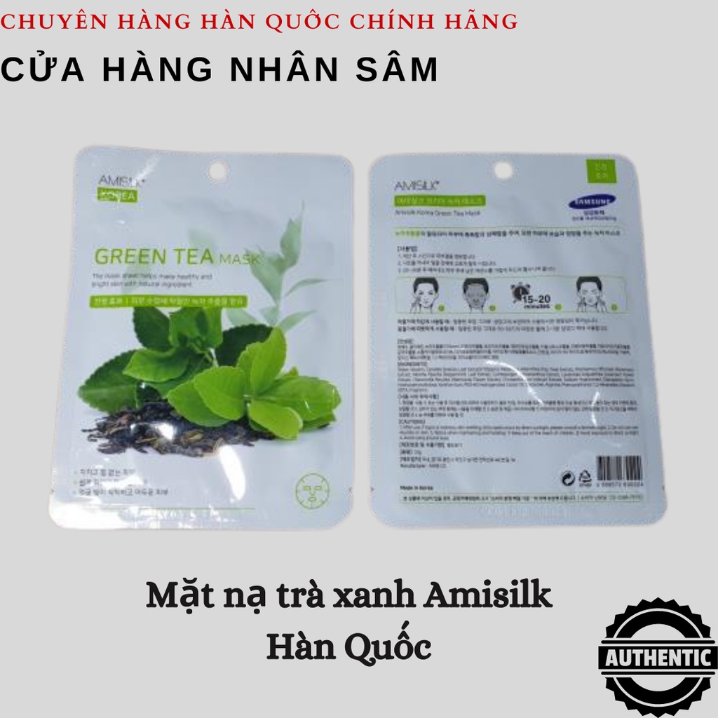 Mặt Nạ Dưỡng Da Trà xanh Red Ginseng Mask Amisilk Korea - 1 miếng