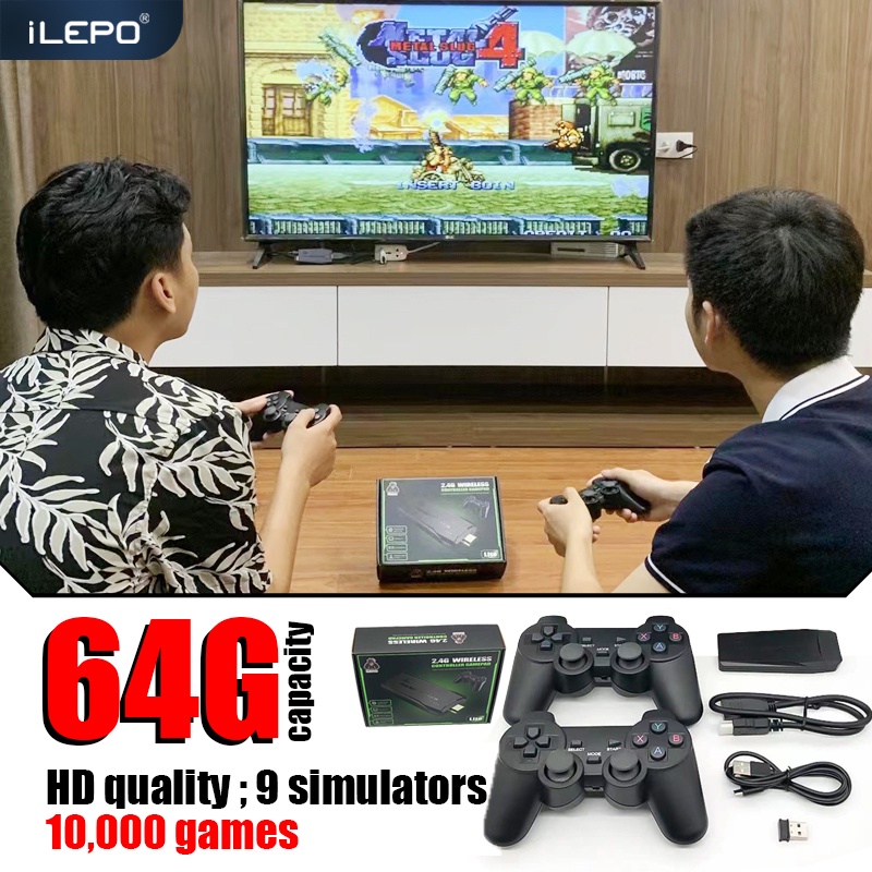 Máy Chơi Game Stick 4k Pro bộ nhớ 64GB 10000 trò chơi kết nối cổng HDMI bảo hành 12 tháng UB-66 máy chơi game cầm tay