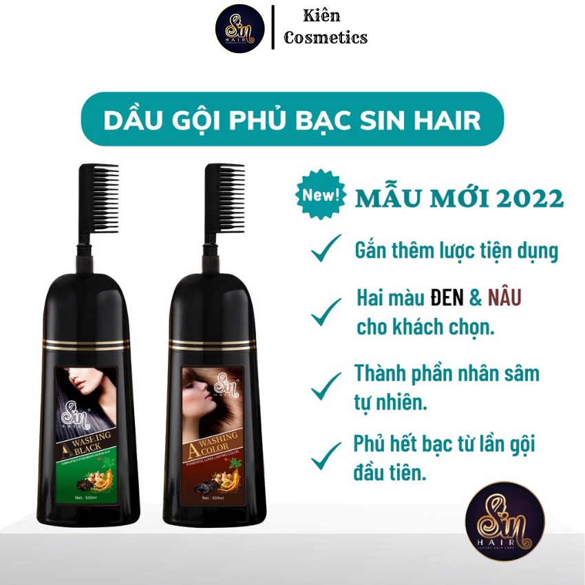 Dầu gội phủ bạc SIN HAIR chính hãng Nhật Bản, thành phần nhân sâm tự nhiên giúp đen tóc, nâu tóc từ lần gội đầu tiên.