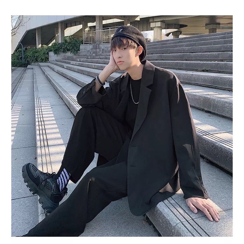 Áo Blazer Unisex From Rộng Phong Cách Hàn Quốc V08