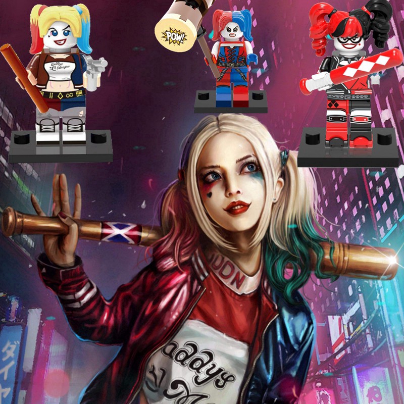 Compatible With Lego Marvel Minifigures DC Movie Spiderman Harley Quinn Baby Education Building Blocks Toys For Children