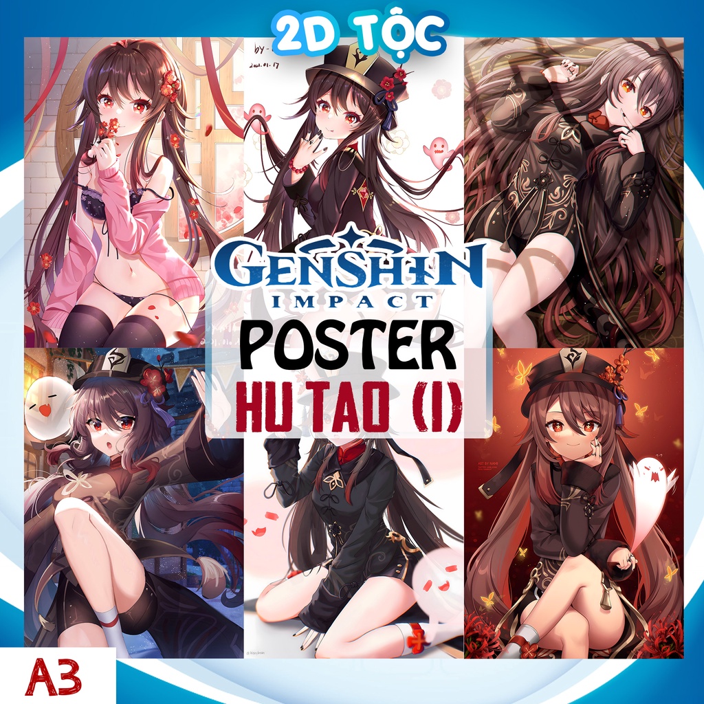 TRANH POSTER A3 HU TAO HuTao (1) GENSHIN IMPACT CHẤT LIỆU GIẤY CAO CẤP - 2D TỘC SHOP
