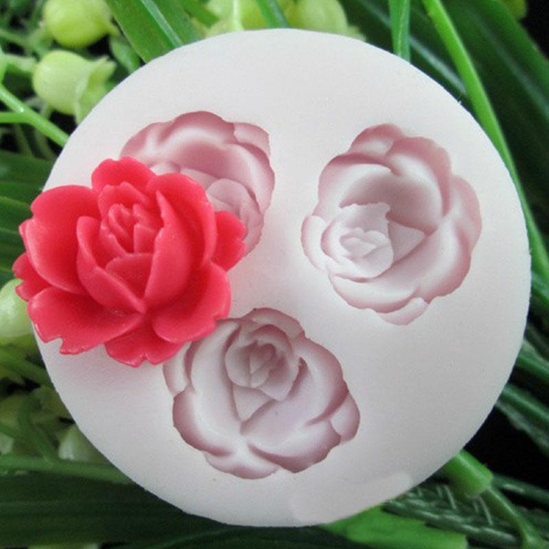Hoa hồng 3D Bánh kẹo mềm Cookie Sôcôla Xà phòng Khuôn cắt Công cụ mô hình
