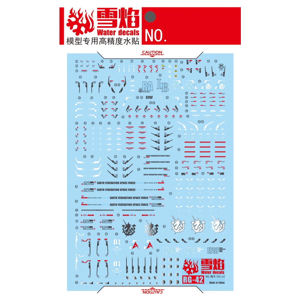 Decal nước dán mô hình RG Hi-nu Hi Nu gundam RX93 | Hyper Mega Bazooka Launcher | HWS các loại - Water sticker