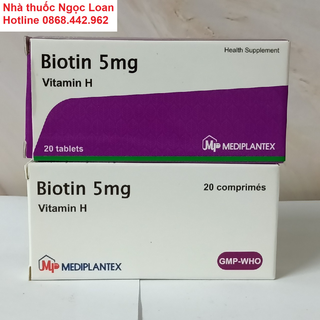 Biotin 5mg bổ sung vitamin h hộp 20 viên