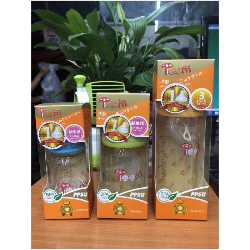 Combo 2 bình Toom 160ml và 240ml ( nội địa nhật) tặng kèm núm ti thay thế)