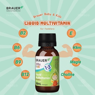 Vitamin Tổng Hợp BRAUER Baby & Kids Liquid Multivitamin for Toddlers 100ml cho bé từ 1 đến 3 tuổi