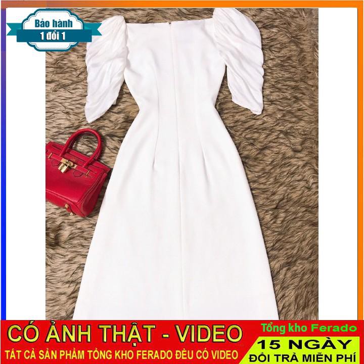 [ xả kho ] MiD Đầm trắng trơn cổ vuông V1260 tinh khôi Mie Design kèm ảnh thật