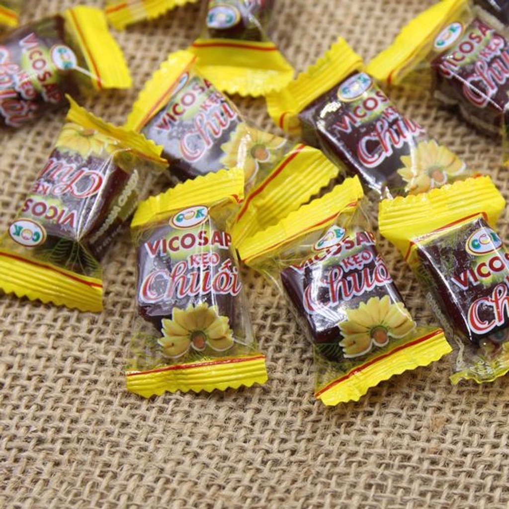 Kẹo Chuối Gân Vicosap - Túi 500gr, ăn vặt, ít đường, ít dính răng.