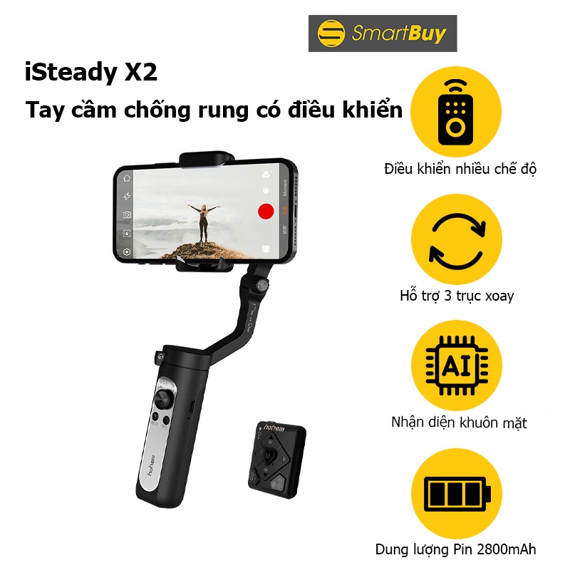 Hohem iSteady X2- Tay cầm chống rung điều khiển từ xa cho Smartphone - Hàng chính hãng