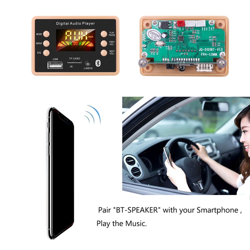 Bảng Mạch Giải Mã Bluetooth Mp3 12v Usb Mp3 Wma Wav Hỗ Trợ Thẻ Tf Fm Radio Cho Xe Hơi