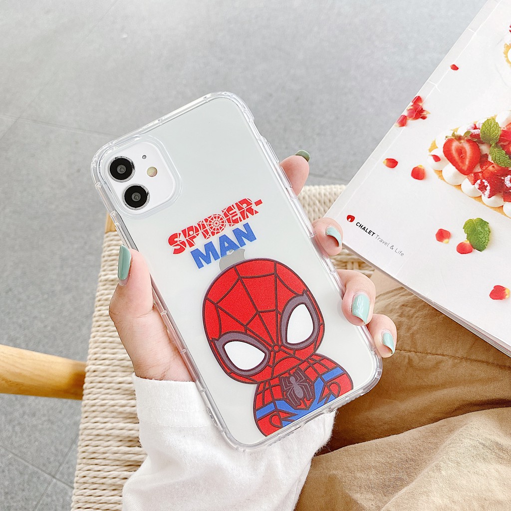 Apple Ốp Điện Thoại Tpu Silicon Trong Suốt Hình Marvel Spiderman Captain America Iron Man Cho Iphone11X6 6plus 7 7plus 8 8plus 11pro Xr Xsmax