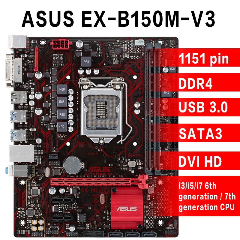 Bo Mạch Chủ Asus Ex-b150m-v3 / Asus Ex-b250m-v5 Desktop B150 Lga 1151 Ddr4 Core I7 I5 I3 32g Usb3.0 #5