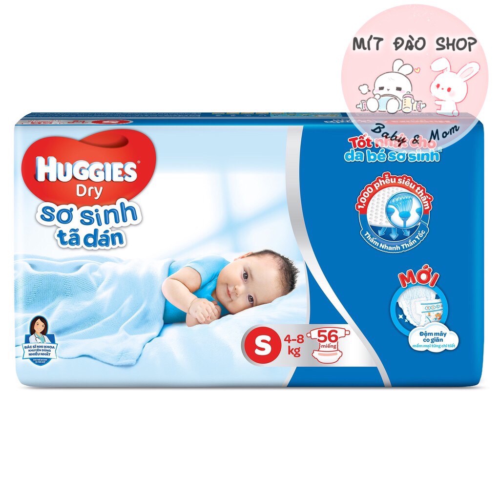 Tã Dán Sơ Sinh Huggies Dry Newborn S56/S88 - 56 miếng/88 miếng