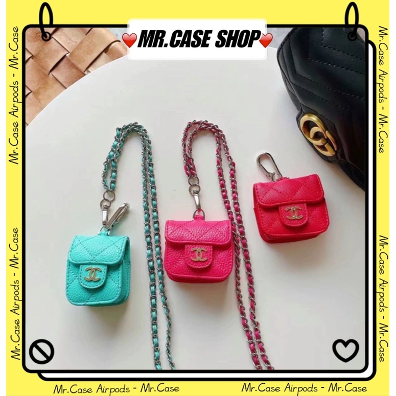 Case Airpods 1/2 /Pro Vỏ Ốp Tai Nghe Hình túi Xách Hoạt Tiết chanel sang trọng Kèm Dây Đeo Cổ - Mr.Case AirPods