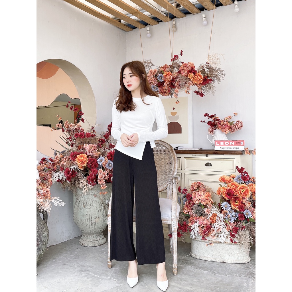 Áo dài tay cổ tròn Xoắn V thân trước cách điệu 1501 IMES SHOP | BigBuy360 - bigbuy360.vn