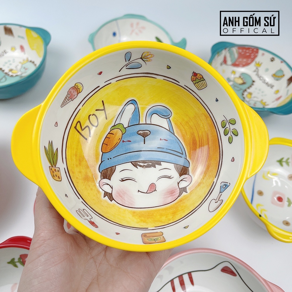 Bát ăn dặm cho bé có quai cầm, hình thú cực kỳ đáng yêu