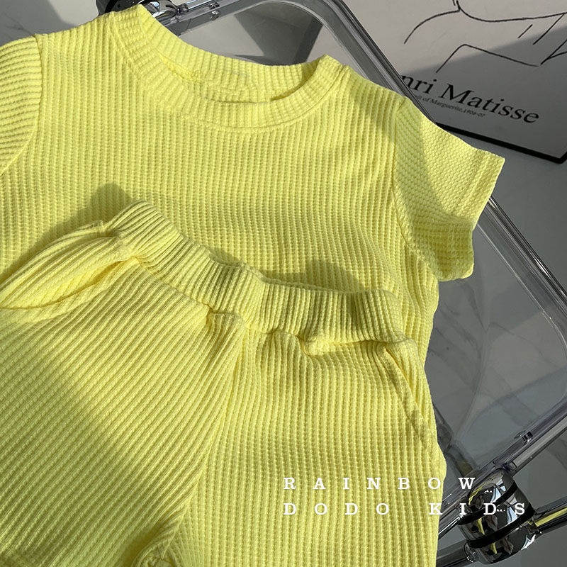 Bộ Áo Thun Tay Ngắn Và Quần Ngắn Màu Trơn Thời Trang Mùa Hè Cho Bé Trai Và Gái