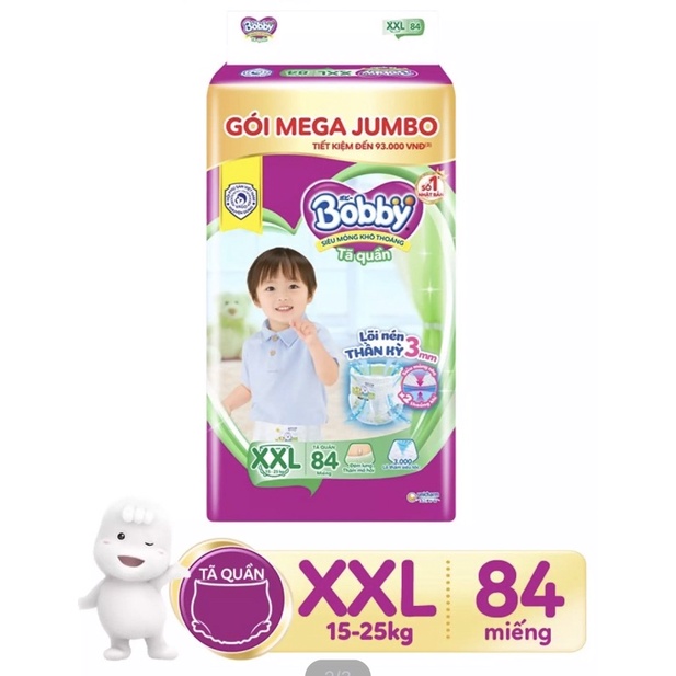 Tã Bobby Quần XXL 84 Miếng (cho bé 16kg)