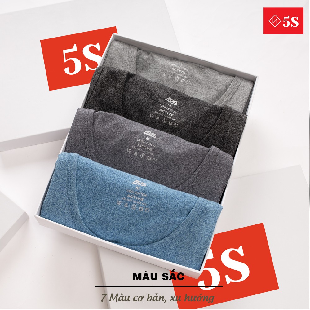 Áo Ba Lỗ Nam 5S (8 Màu), Chất Liệu Cotton Siêu Mát, Siêu Mềm, Kiểu Dáng Khỏe Khoắn, Năng Động (ABL21004-02)